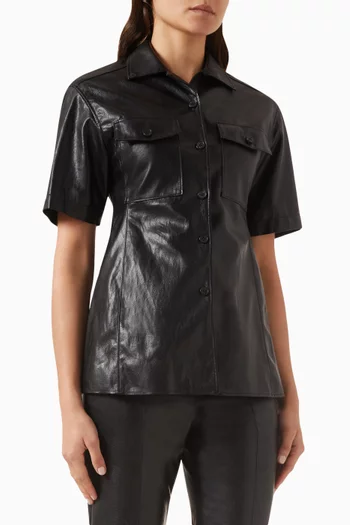 Patch Pocket Shirt in Faux Leather