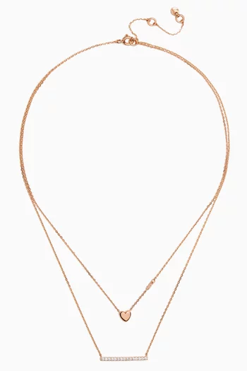 Premium Layered Heart Necklace in Rose Gold-plated Silver