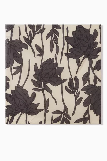 Floral-print Square Scarf in Cotton