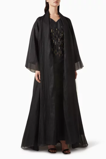 3-piece Embellished Abaya Set in Organza & Tulle