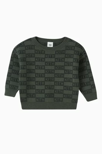 Monogram Crewneck Sweater in Cotton-blend Jacquard