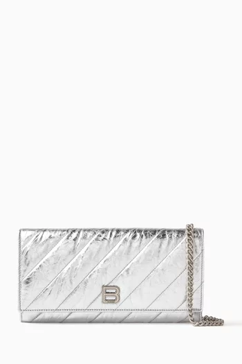 Crush Wallet On Chain in Metallic Quilted Calfskin