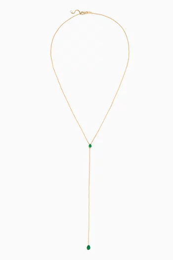 Emerald Lariat Necklace in 18kt Gold