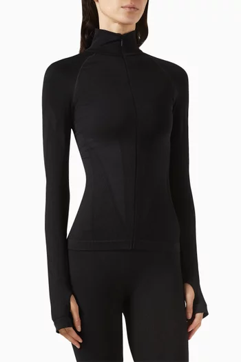 x Naomi Zip Up Top in Technical Stretch Jersey