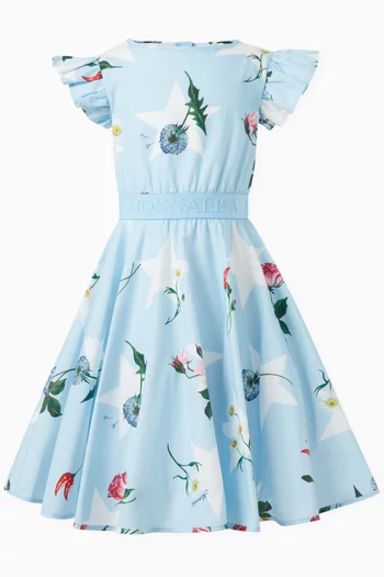 Floral-print Dress in Cotton-poplin