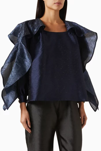 Draped Sleeves Top in Polyester