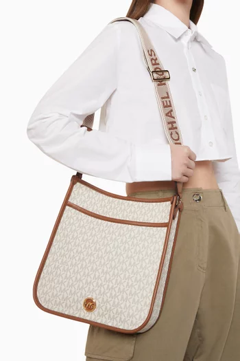 Large Luisa Signature Logo Messenger Bag in Coated-canvas