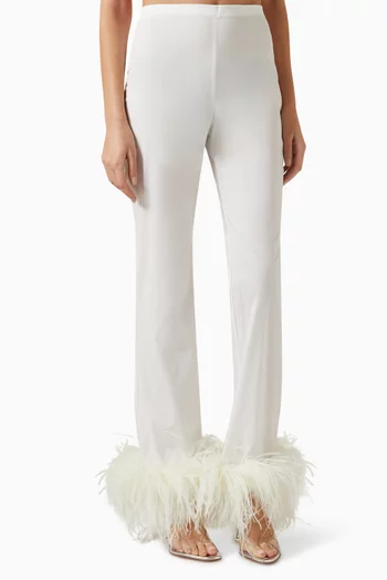 Feather-trim Straight Pants
