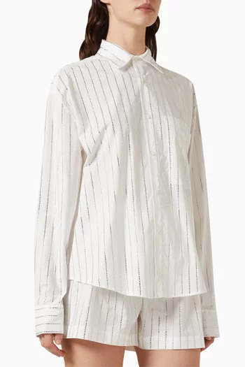 Crystal-embellished Striped Shirt in Cotton