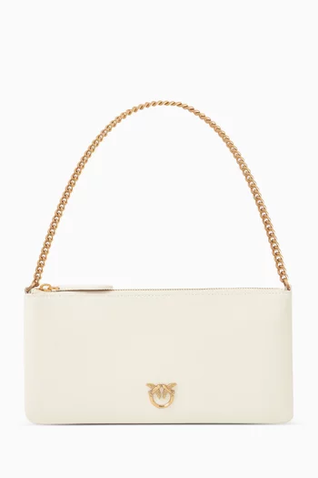 Horizontal Flat Shoulder Bag in leather