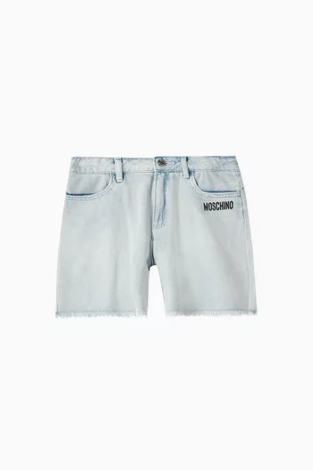 Fringe-edge Shorts in Cotton-denim