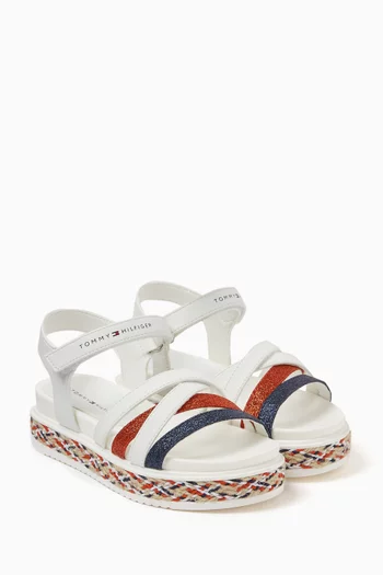 Logo Velcro Sandals in Faux Leather