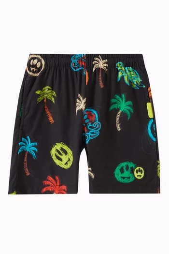 Graphic-print Shorts in Cotton