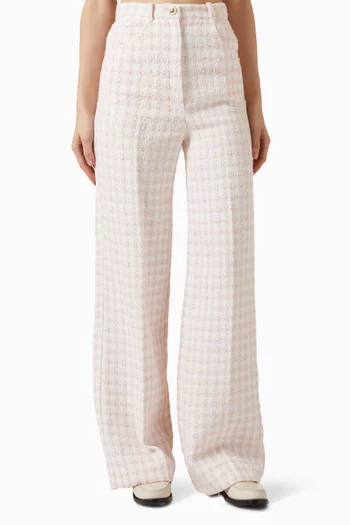 Lian Checked Straight-leg Pants in Tweed Boucle
