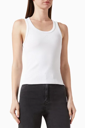 Ribbed Tank Top in Stretch-cotton