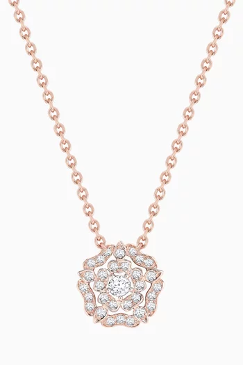 Tudor Rose Mini Icons Diamond Pendant Necklace in 18kt Rose-gold
