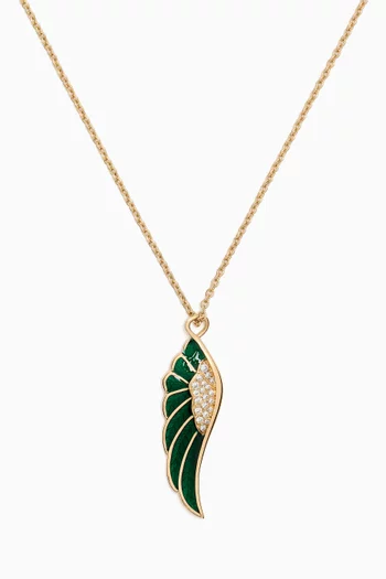 Small Wings Reflection Enamel & Diamond Pendant Necklace in 18kt Yellow Gold