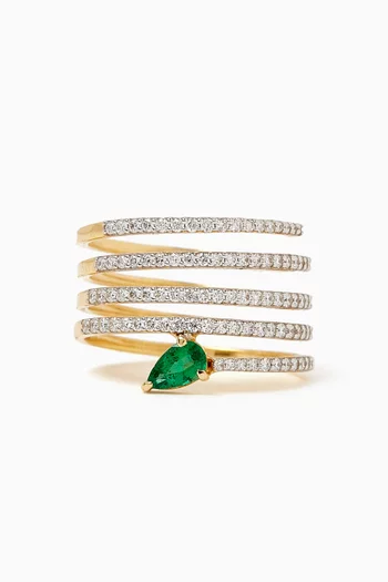 Sienna Diamond & Emerald Ring in 18kt Gold