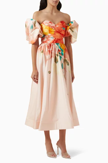 Maevis Midi Dress in Cotton