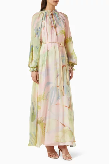 Alana Kaftan Maxi Dress in Silk-blend