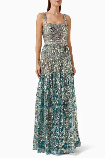 Midnight Sequin-embellished Gown
