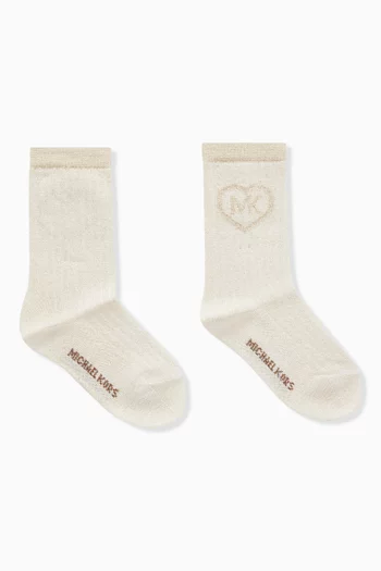Metallic Logo Socks in Cotton Blend