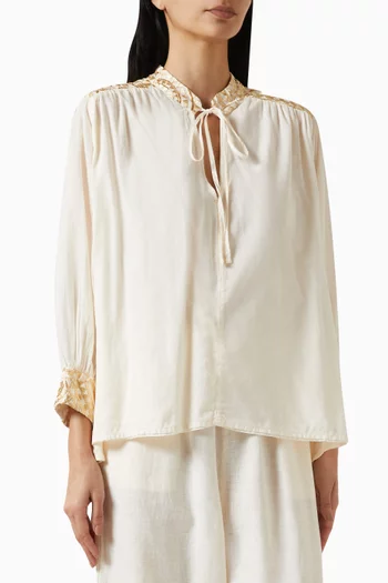 Metallic Embroidery Blouse in Cotton