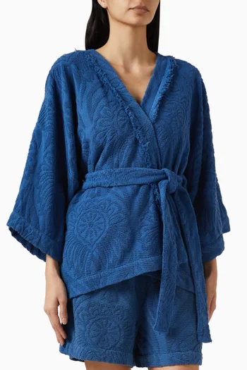 Short Kimono in Cotton Jacquard
