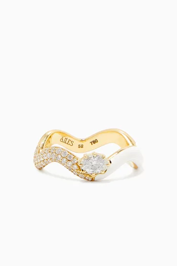 Chunky Wave Enamel & Diamond Ring in 18kt Yellow Gold