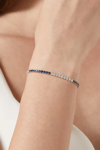 Diamond & Sapphire Tennis Bracelet in 18kt White Gold