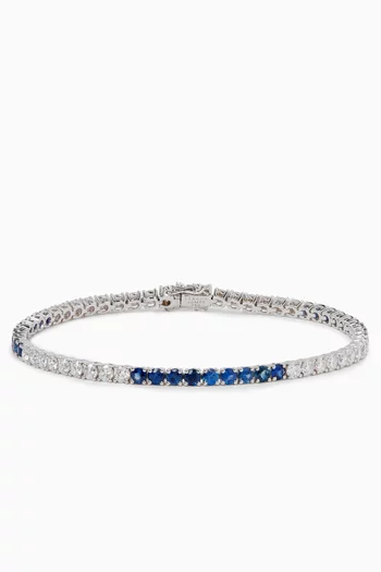 Diamond & Sapphire Tennis Bracelet in 18kt White Gold