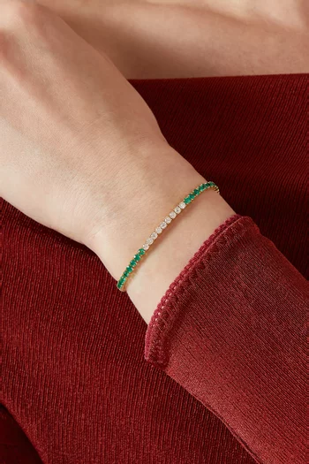 Diamond & Emerald Tennis Bracelet in 18kt Yellow Gold