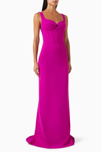 Nelly Sweetheart-neck Gown in Crepe