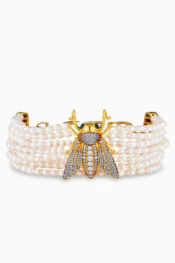 Bee Romanov Pearl Choker in 24kt Gold-plated Bronze