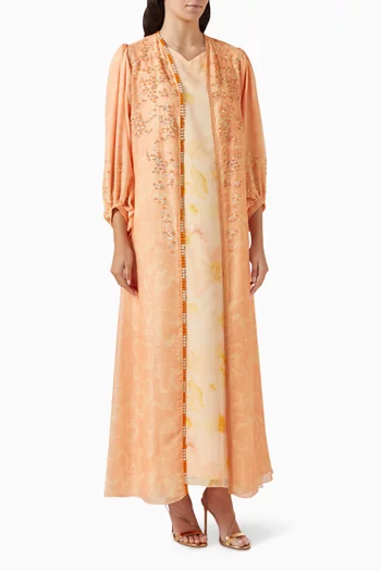 Sequin-embellished Bisht & Dress Set