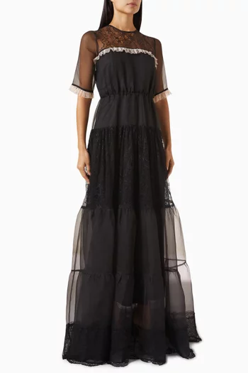 Tiered Maxi Dress in Organza & Lace