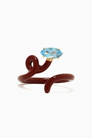 Baby Vine Tendril Enamel Ring in 9kt Gold & Silver