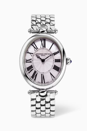 Classics Art Deco Oval Stainless Steel Quartz Watch, 30mm