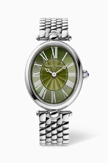 Classics Art Deco Oval Stainless Steel Quartz Watch, 30mm