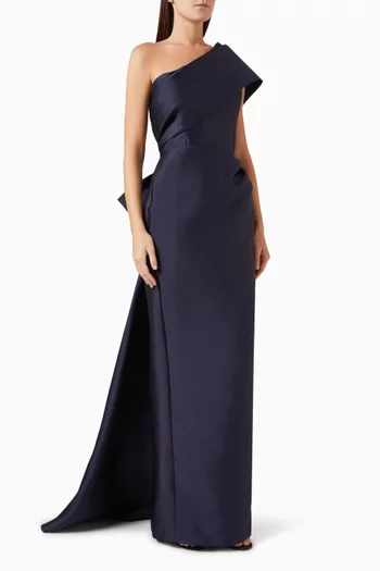 One-shoulder Bow Gown in Taffeta