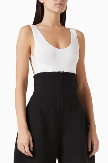 Cut-out Bodysuit in Cotton-rib