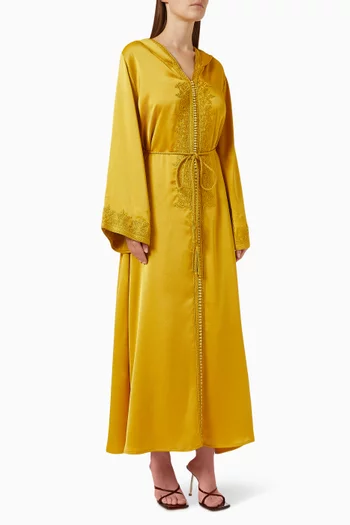 Moroccan Embroidered Hooded Kaftan Dress