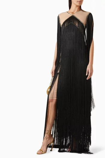 Studded Fringe Maxi Dress