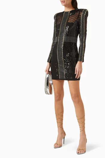 Studded Mini Dress in Geometrical-sequins