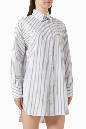 Stripe Mini Shirt Dress in Cotton
