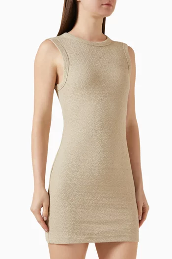 Sleeveless Textured Mini Dress in Jacquard