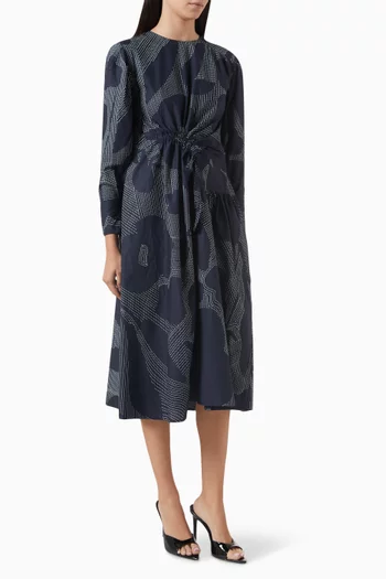 Art Deco Drawstring-waist Dress in Silk Crepe