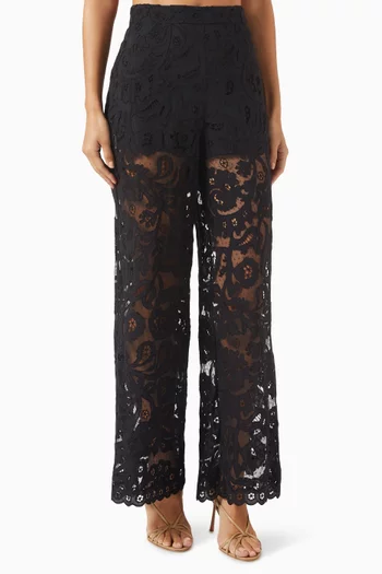 Lovina Wide-leg Pants in Embroidered Lace