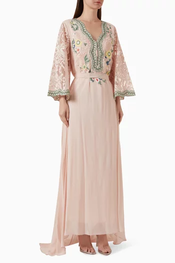 Alina Embroidered Maxi Dress in Georgette