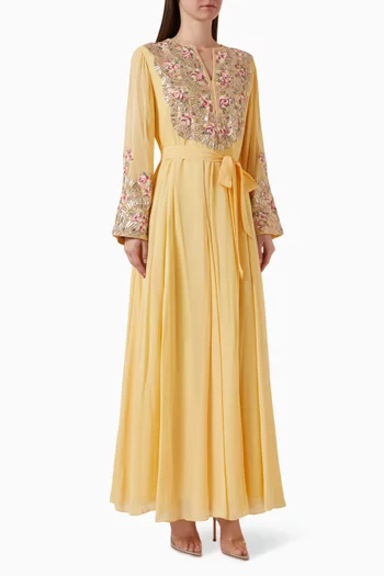 Aurose Embroidered Maxi Dress in Georgette